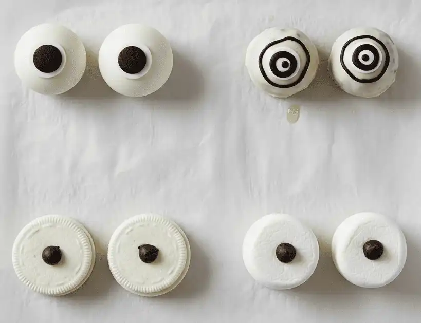 Comparison of the 4 different edible eye methods side-by-side