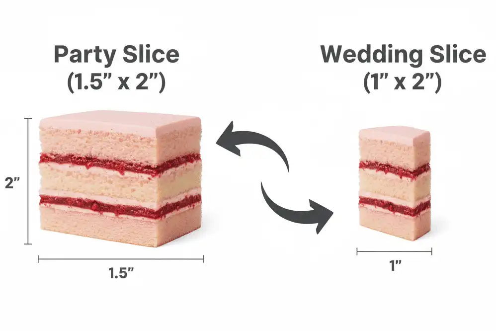 Visual slice comparison between party slice and wedding slice