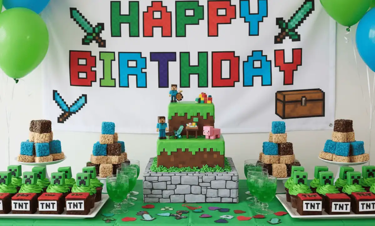 minecraft-themed-birthday-dessert-table