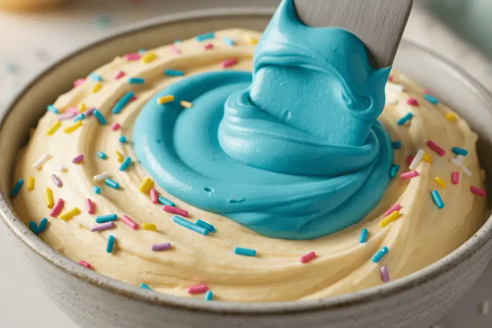 swirling-blue-frosting-into-birthday-cake-ice-cream
