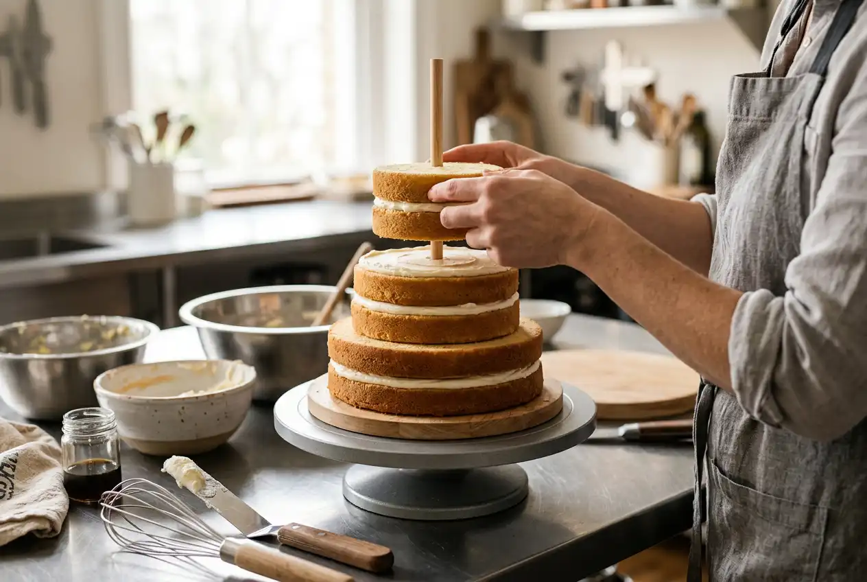 stacking-cake-layers-with-central-dowel